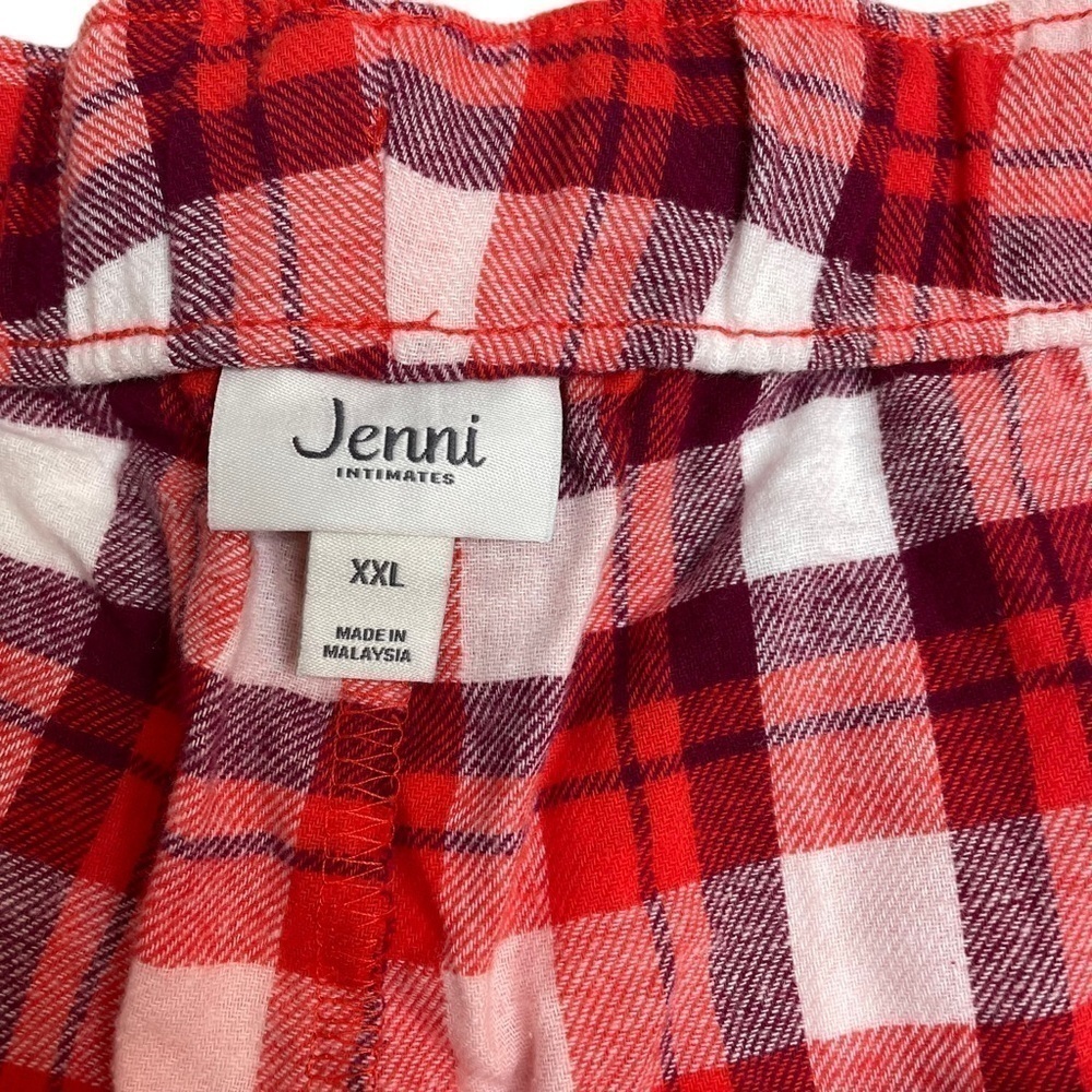 Jenni Cotton Flannel Plaid Pajama Pants Cabin Plaid White Red Purple XXL New - Picture 4 of 6